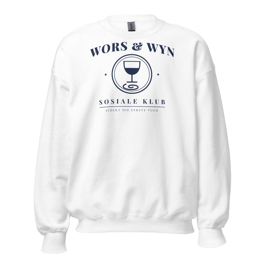 Wors & Wyn Sosiale Klub Crewneck Sweatshirt – White
